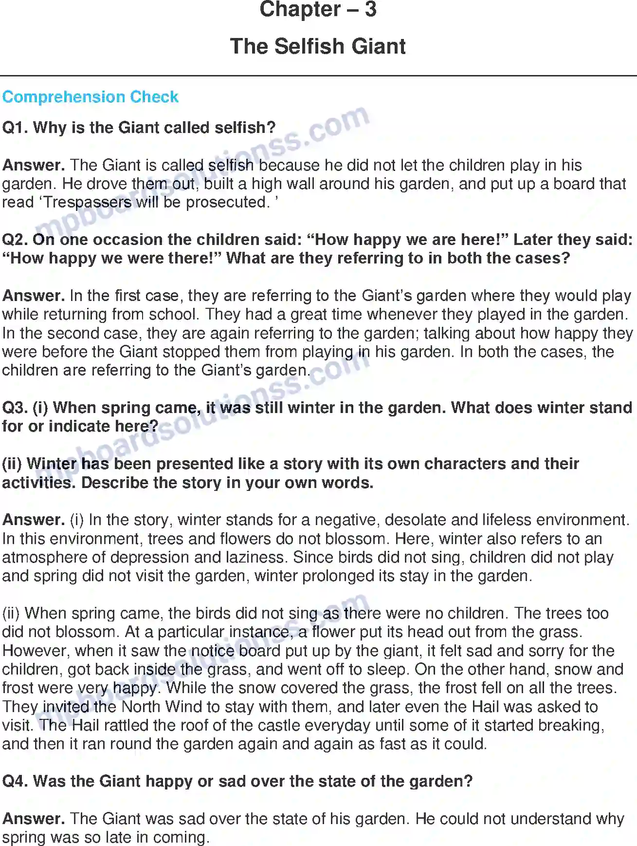 MP Board Book for Class 8 English The Selfish Giant Image 1