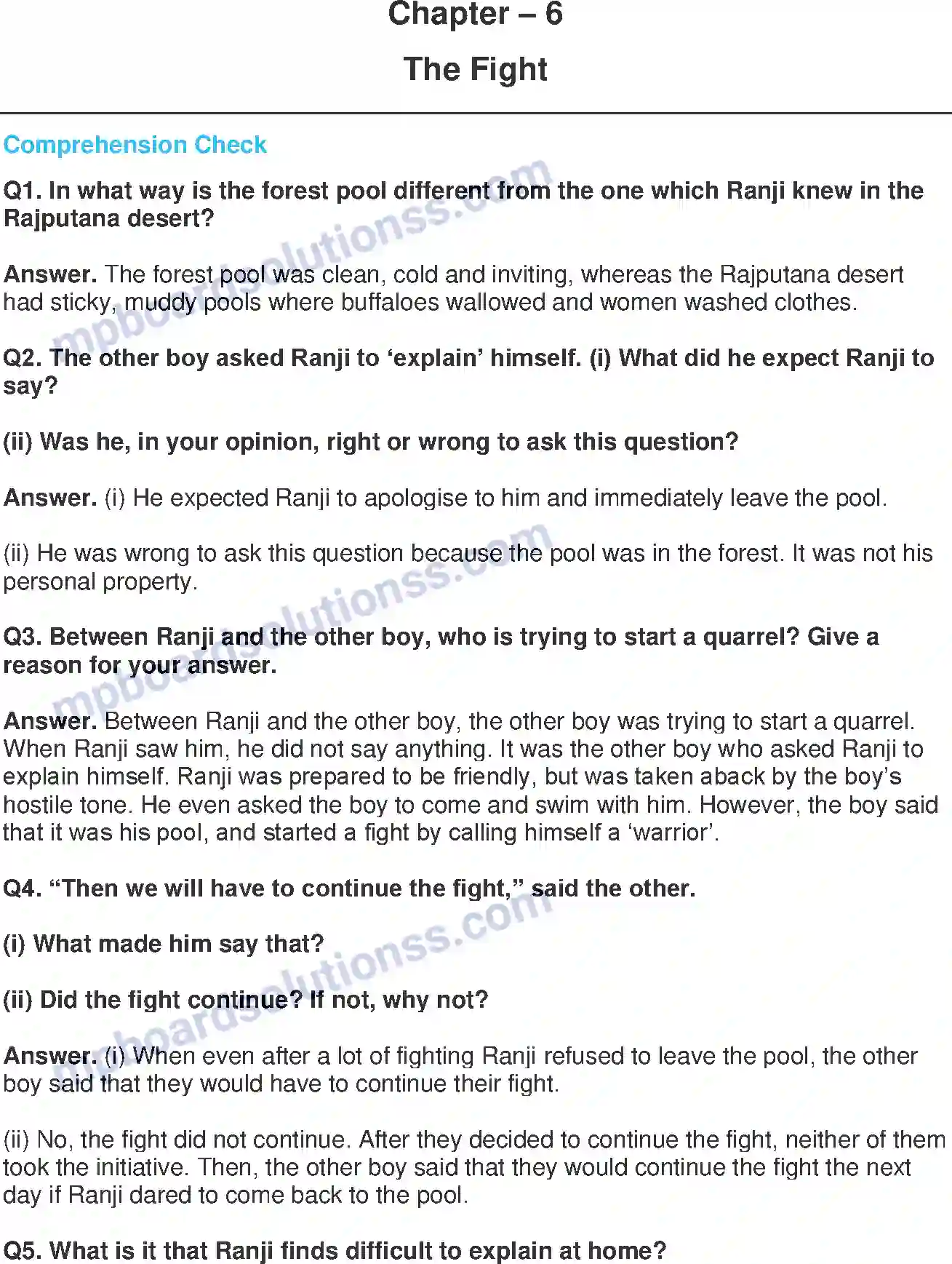 MP Board Book for Class 8 English The Fight Image 1