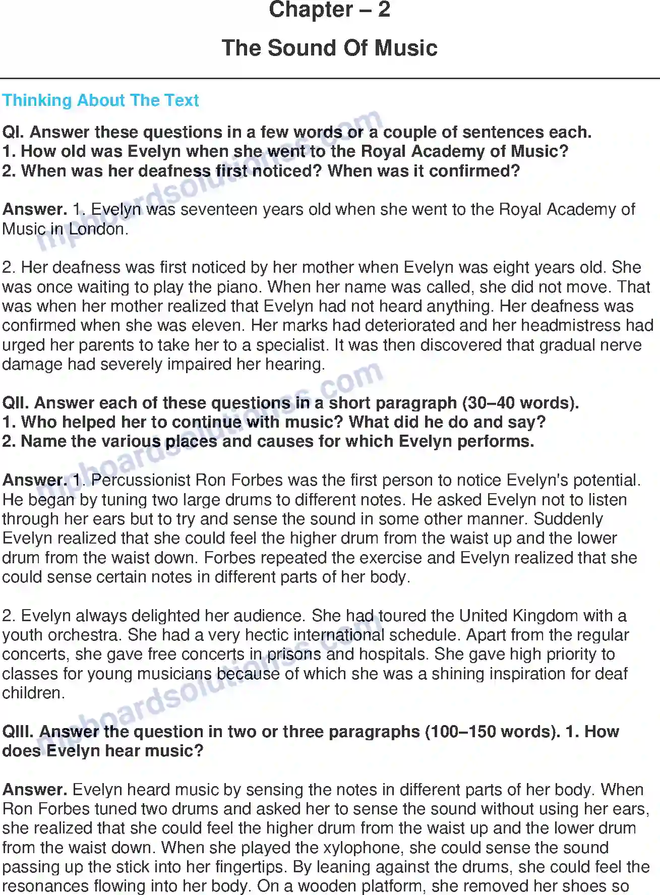 MP Board Book for Class 9 English The Sound Of Music Image 1