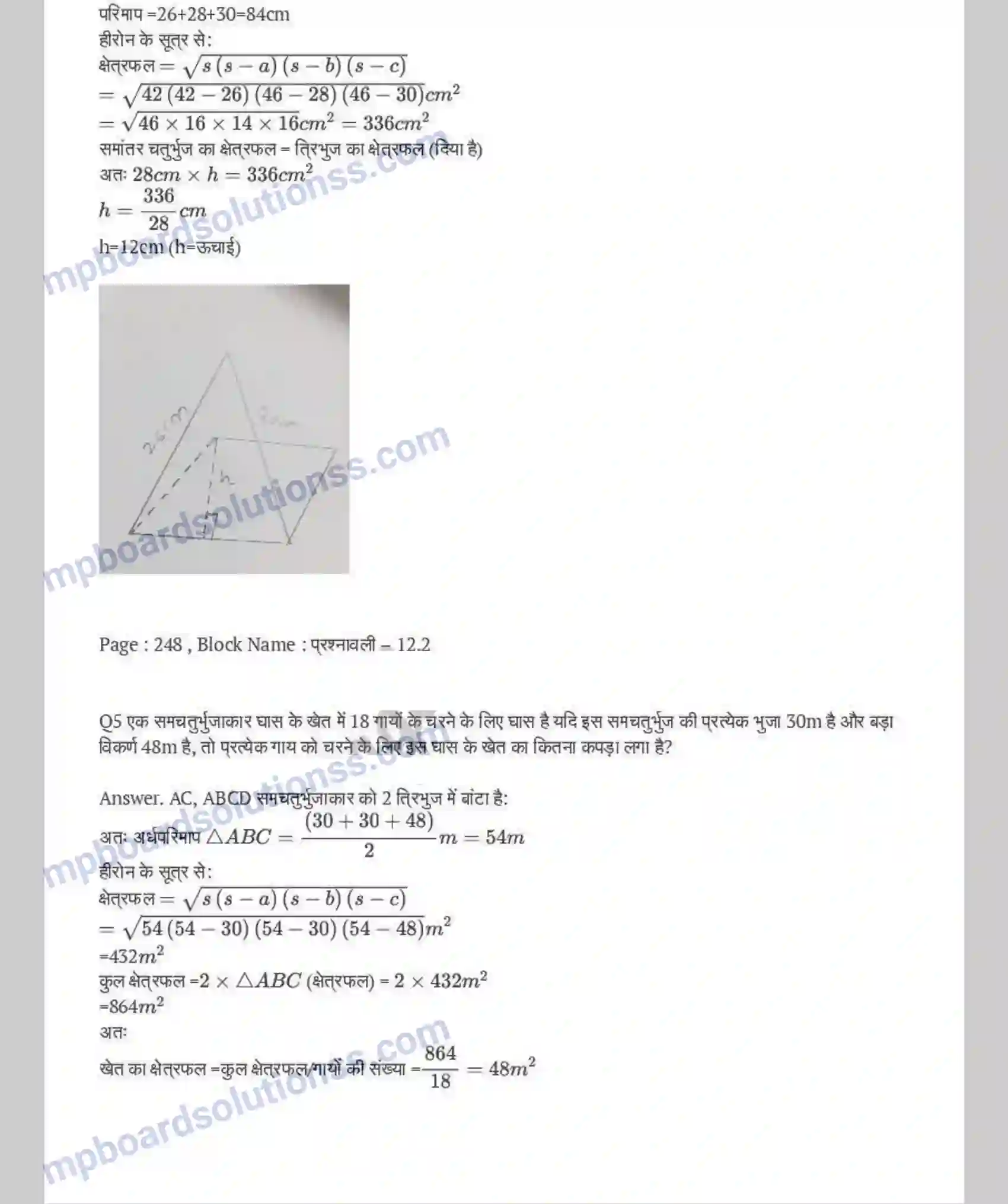 MP Board Book for Class 9 Maths हीरोन का सूत्र Image 7