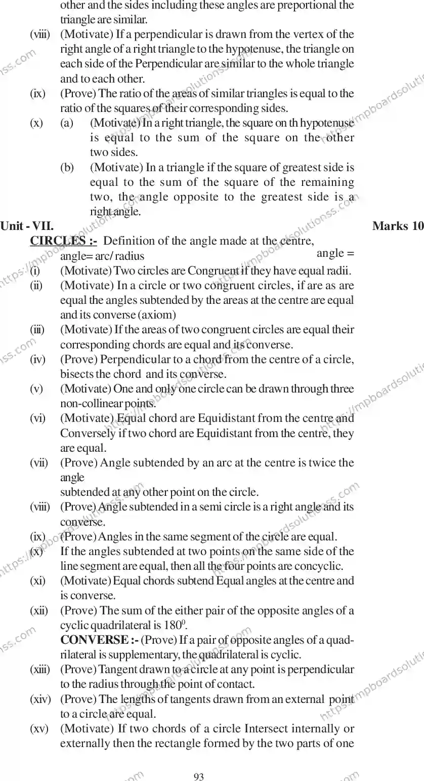 MP Board Class 10 Mathematics 2020-21 Syllabus Image 10