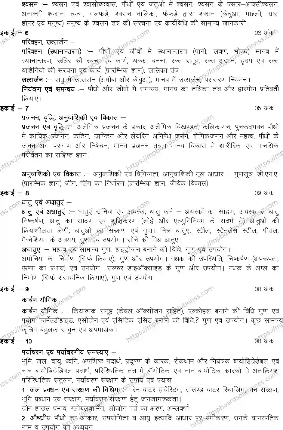MP Board Class 10 Science 2020-21 Syllabus Image 3