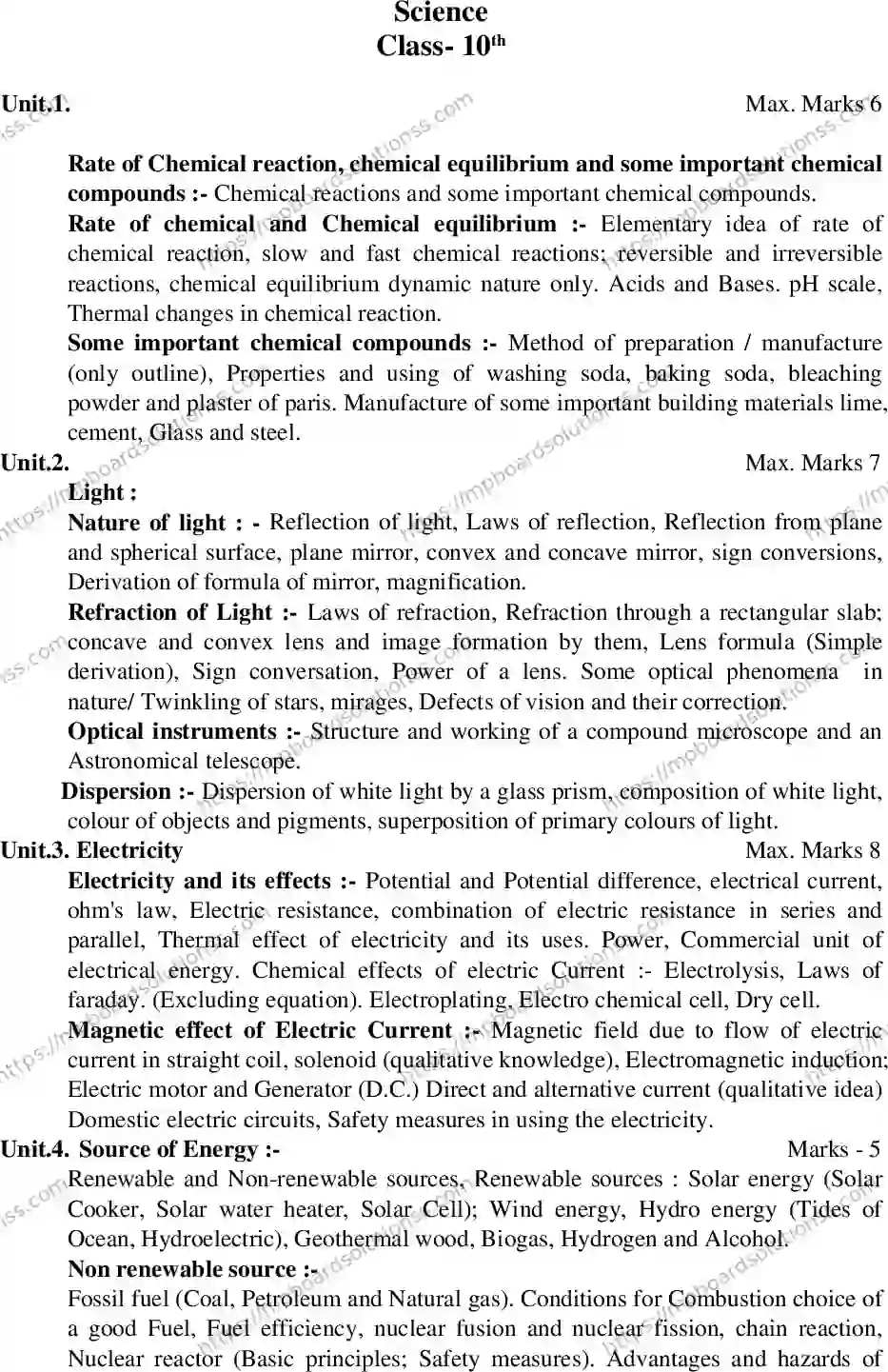 MP Board Class 10 Science 2020-21 Syllabus Image 8