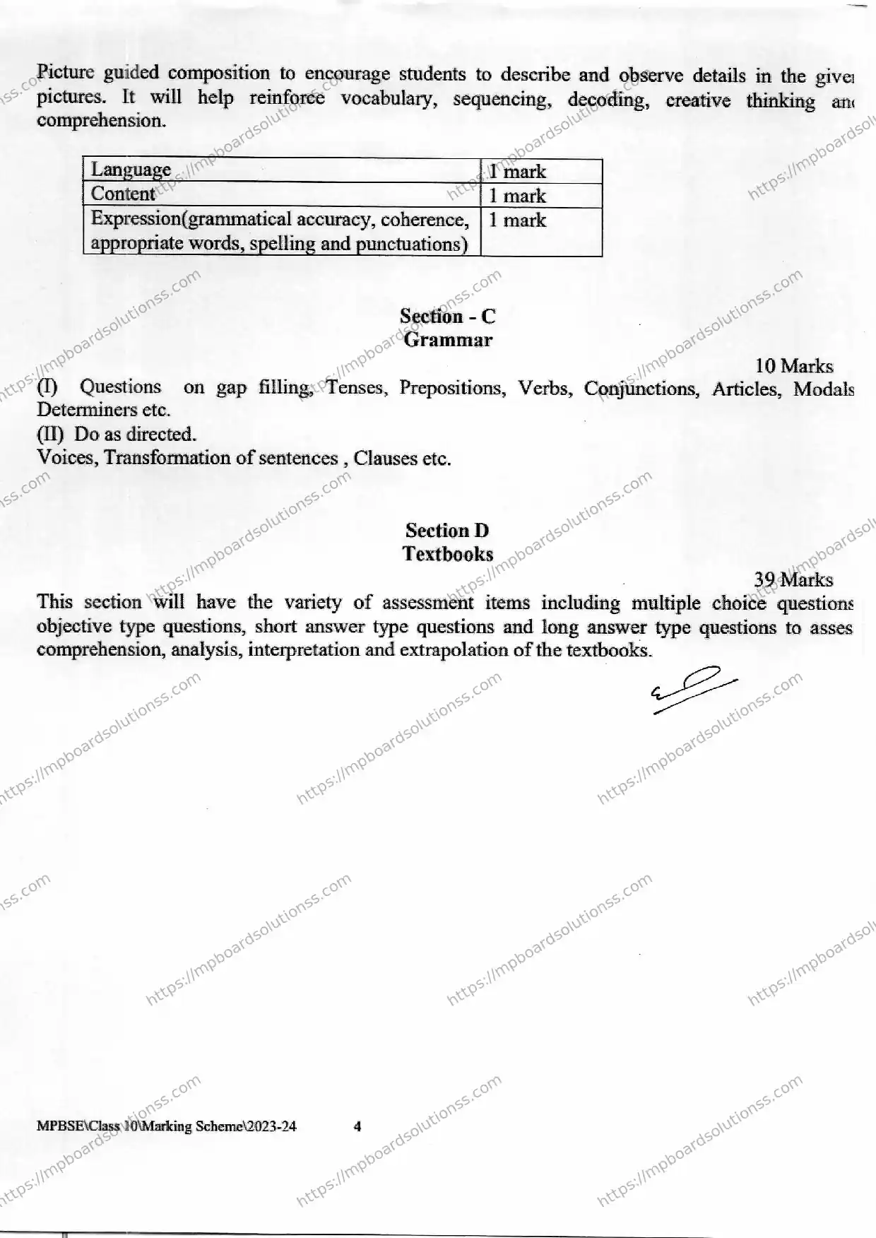 MP Board Class 10 English 2023-24 Syllabus Image 2