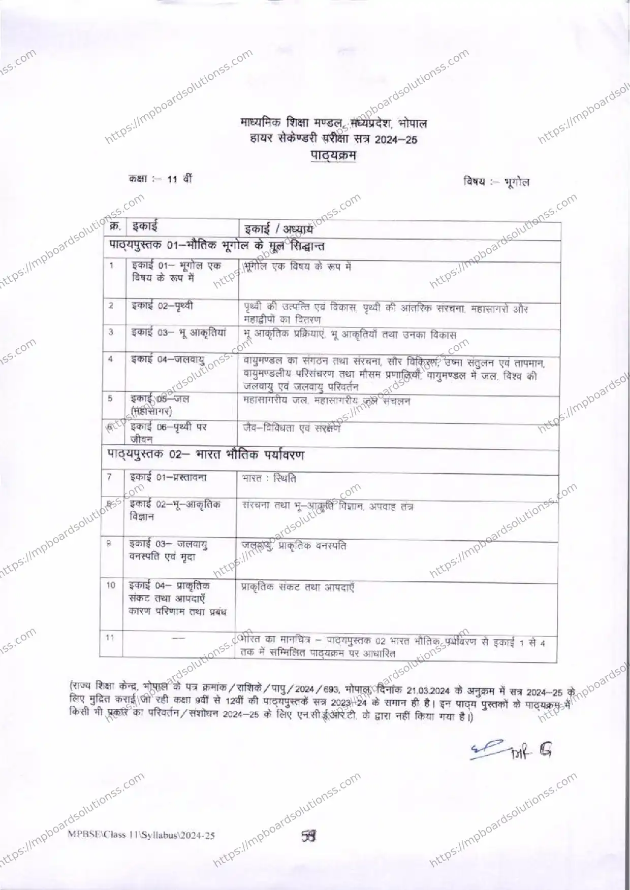 MP Board Class 11 Geography 2024-25 Syllabus Image 2