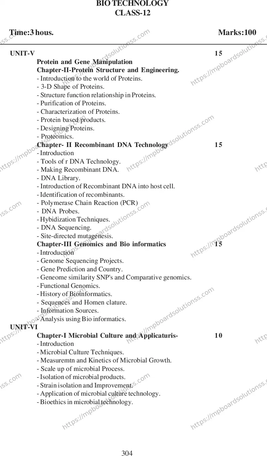 MP Board Class 12 Biotechnology 2020-21 Syllabus Image 3