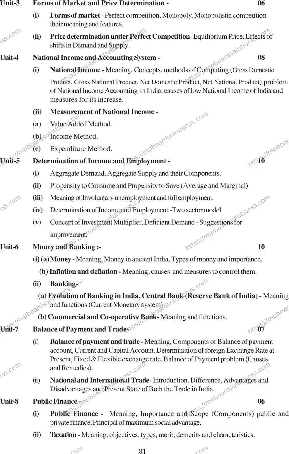 MP Board Class 12 Economics 2020-21 Syllabus Image 7