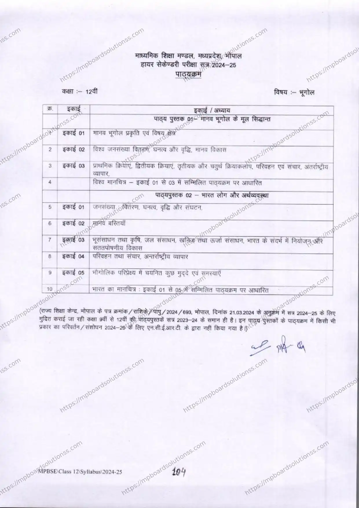 MP Board Class 12 Geograph 2024-25 Syllabus Image 2